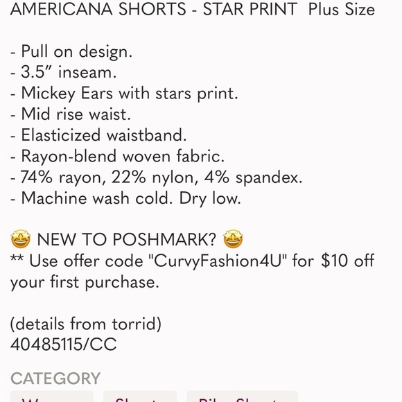 Plus size women’s 3x torrid Disney shorts red with black Mickey ears - Picture 14 of 14